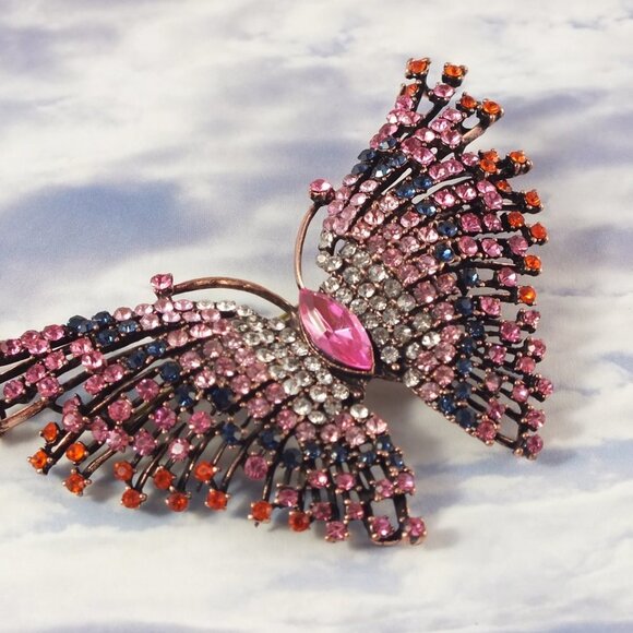Large Pink Butterfly Brooch Colourful Butterfly Brooch Pin - Picture 13 of 13